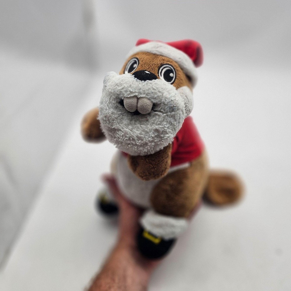 Buc-ee's Beaver Santa Christmas Plush Stuffed Toy Small Brown Washable